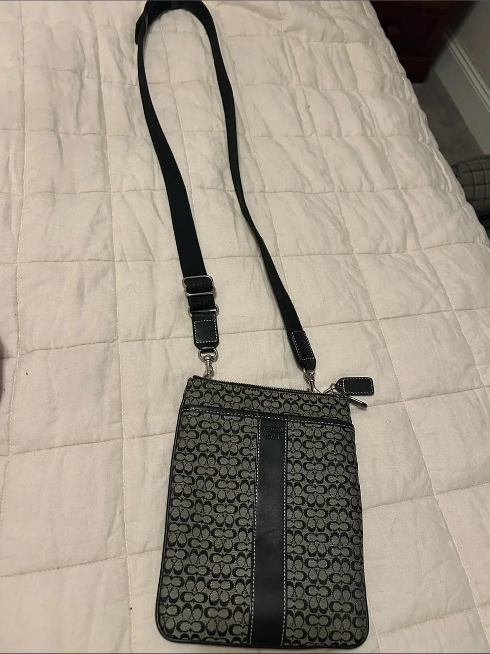 Coach Messenger Crossbody in Black and Tan Signature Canvas